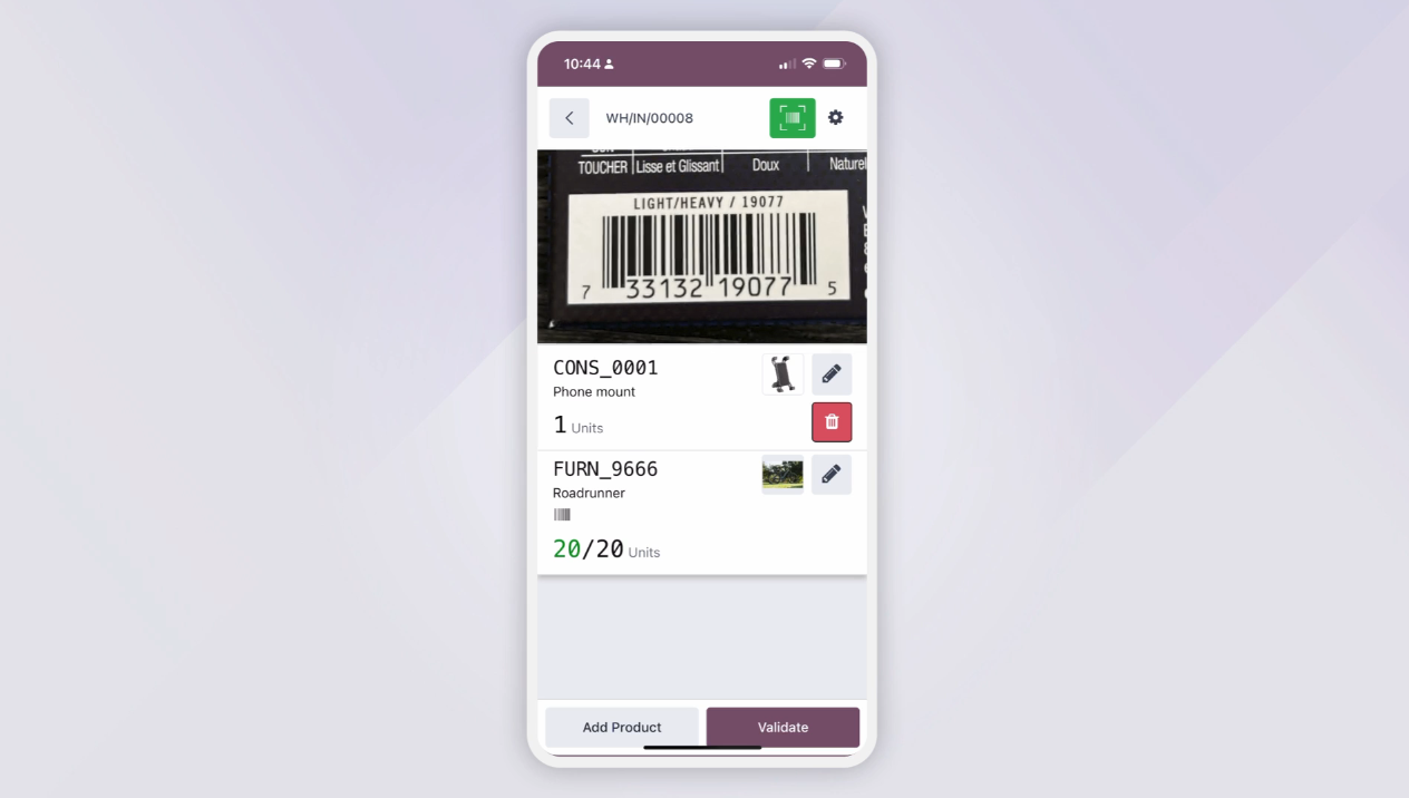 Оновлений інтерфейс сканера штрих-кодів Odoo 18 із multi-scan